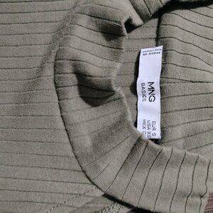 MANGO-MNG -S- TOP LIGHT OLIVE GREEN - KNIT TOP